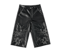 Papilio Polyxenes Leather-Rhinestoned Shorts